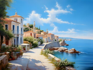 view of the old town on the beach