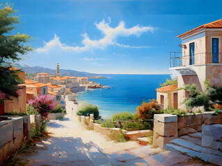 view of the old town on the beach