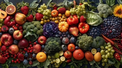 A Colorful Array of Fresh Produce on a Dark Background