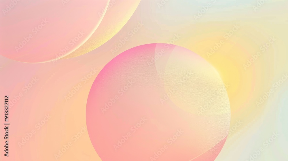 Poster abstract design featuring pink and yellow circles on a bright background