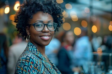 Obraz premium A businesswoman networking at a corporate event, building connections and expanding her professional circle