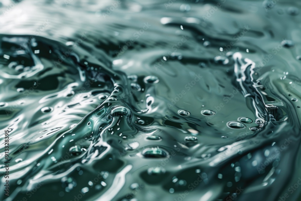Poster A close-up view of water with bubbles, ideal for use in underwater or aquatic-themed projects
