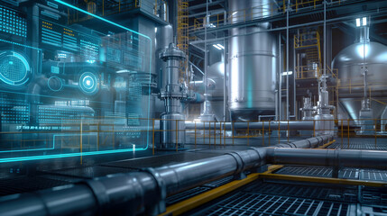 Chemical Manufacturing Plant overlay with financial graphs illustrating production volume increases, revenue growth, and profitability metrics.