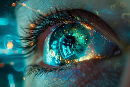 A cybernetic eye scanning and analyzing data streams in real-time