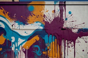 Image showcases a vibrant and dynamic graffiti mural. The style is abstract and urban, with a...