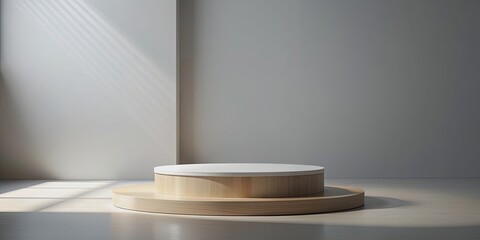 Obraz premium Minimalist style product display podium, render, modern, clean, simple, elegant, showcase, exhibition, stand