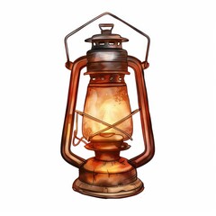 25. Christmas lantern clipart, decoration element, vintage style, warm glow, isolated on white background