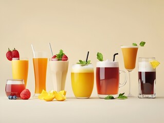 Fototapeta premium Refreshing Beverage Arrangement in Clean and Modern Style