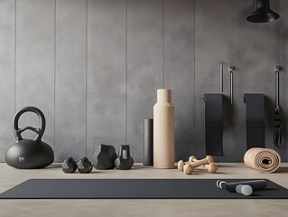 Minimalist Still Life of Orderly Fitness Gear for Contemporary Workout Aesthetics