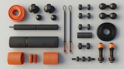 Neatly Arranged Fitness Equipment for a Healthy Lifestyle