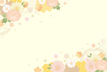 Obraz premium 和風な花のはがきフレーム画像