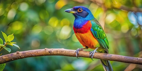 Obraz premium Colorful Brazilian savannah bird perched on tree branch, Brazil, bird, wildlife, fauna, tropical, colorful, vibrant, feathers
