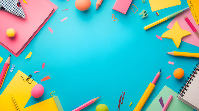 fondo de regreso a clases regreso escolar e inicio de curso escolar con accesorios para la escuela con espacio para copiar fondo divertido