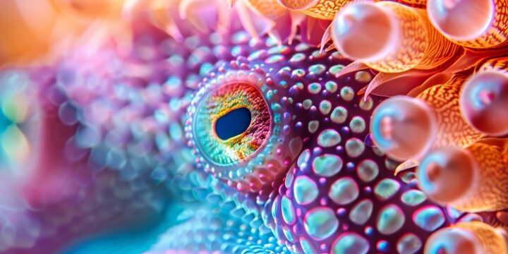macro view of underwater creatures as octopus