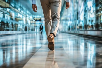 Professional walking through an airport on a business trip, Commute to work, global professional travel