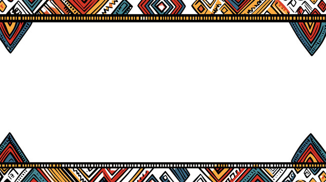Vibrant Tribal Border, transparent background, white background