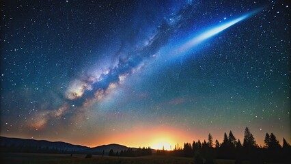 Comet streaking through the starry night sky, comet, space, astronomy, night sky, celestial, shooting star, stars, galaxy
