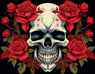 skull and roses