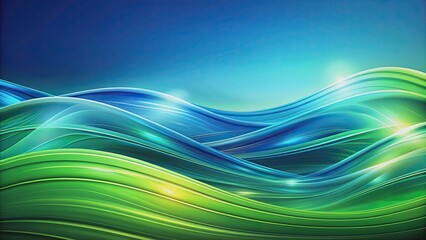 Abstract background with flowing waves of green and blue perfect for presentations, abstract, background, flowing, waves