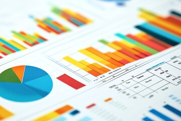 Business plan document with colorful charts and graphs, Business plan, visual data