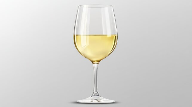 Glass of White Wine on a White Background