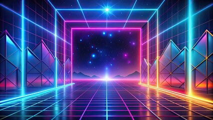 Obraz premium Vibrant digital gaming backgrounds with futuristic elements and neon colors, gaming, backgrounds, digital, futuristic, neon