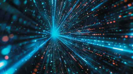 Naklejka premium Data center on cloud cyber security and Blue Binary Data Software Programming Code Background. Random Parts of Program Code. Digital Data Technology Concept