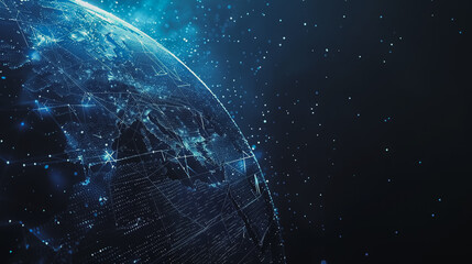 Obraz premium background network points Earth's surface wave background Abstract digital wave background information technology background The background is the background. gradient wave digital wave ban 