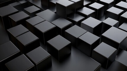 Obraz premium Abstract Black Cubes 3D Render
