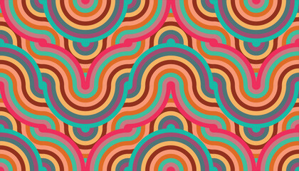 Vibrant rainbow pattern. Colorful, wavy lines create a dynamic design.