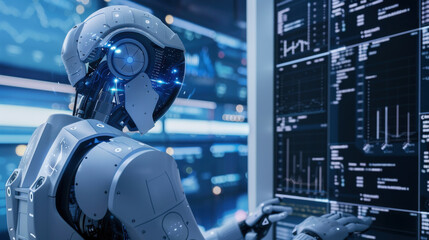 Fototapeta premium Team leader using AI to optimize workflow in a tech company.