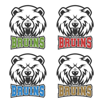 Bruins Illustration Clip Art Design Shape. Mascot Silhouette Icon Vector.