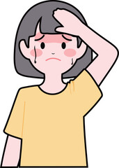 a person who sweats in the summer heat