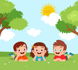little kid play in the playground with friend