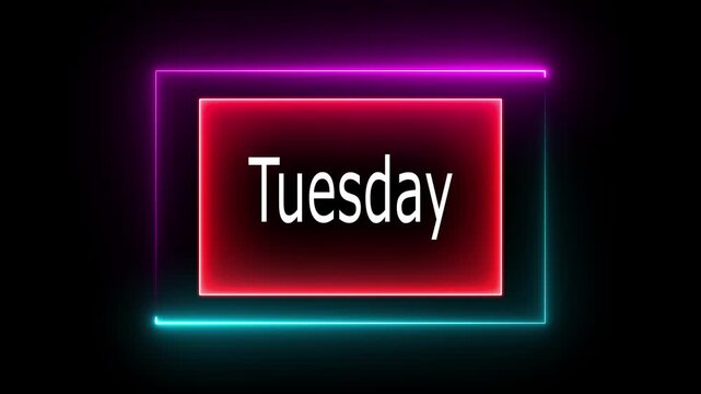 tuesday text icon animation on background.