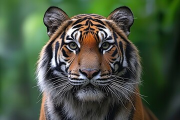 Fototapeta premium Close Up Portrait of a Majestic Tiger in a Green Forest
