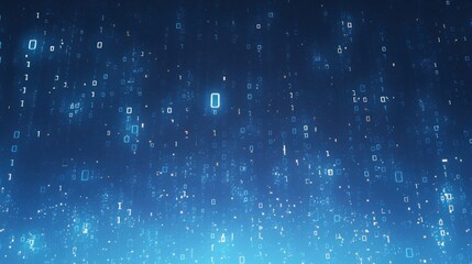 Obraz premium A digital background featuring blue binary code and data streams, creating a technology-inspired flowing flow for the visual. The dark color scheme adds depth to the overall composition
