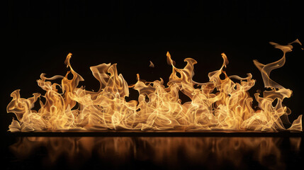 Fire flame heat burning on black background.