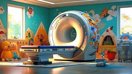 Resonancia magnética pediátrica, con todos los elementos que hacen amigable a un resonador para el paciente infante