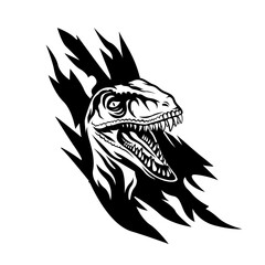Raptor with Scratch | Velociraptor Dinosaur | Pre-historic | Wild Dinosaur | Dromeosaurids | Dino | Sharp Teeth | Dinosaur | Original Illustration | Vector and Clipart | Cutfile and Stencil