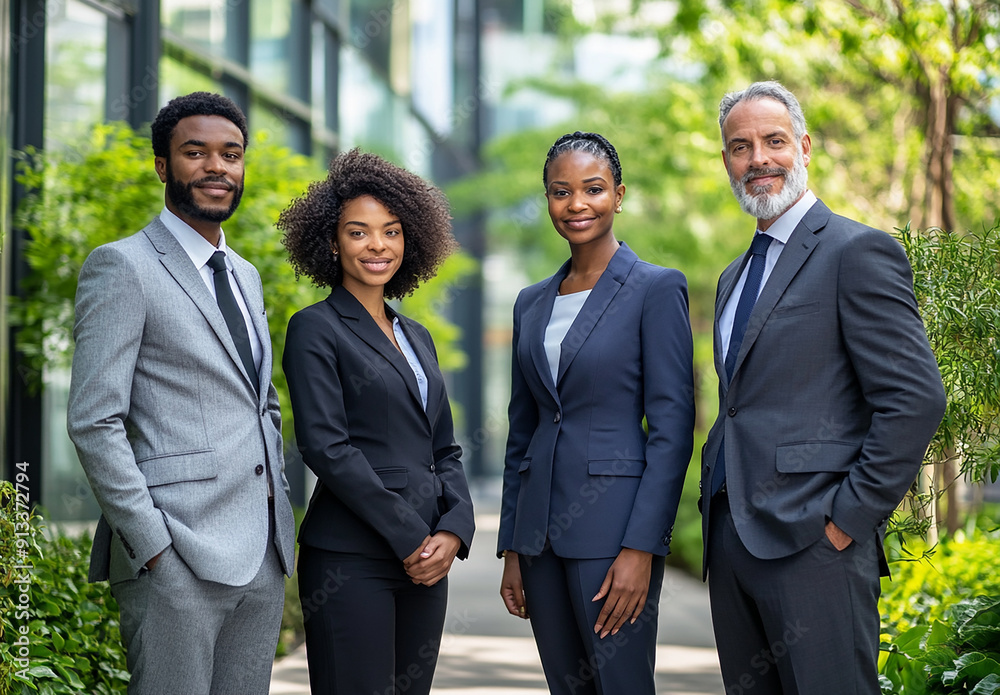 Wall mural group of business people with businessman leader on foreground