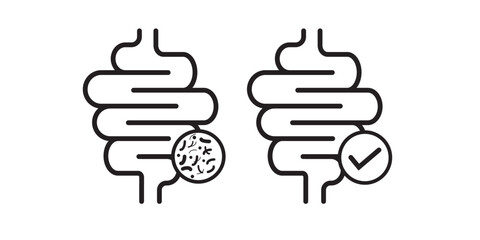 Intestine icon. Bowel symbol. Human anatomy, guts or intestinal tract vector illustration. Digestion sign. Abdominal gastric belly icon isolated.