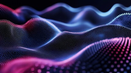 A colorful, abstract image of a wave with a purple and blue hue