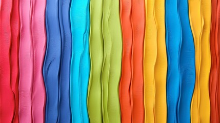 A colorful line of fabric with a rainbow of colors