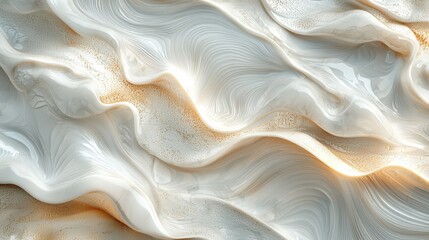 Obraz premium The image is a white and gold wave that is very smooth and has a lot of detail