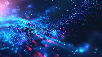 Digital aura Astronomy background featuring glowing particle data with dark abstract blue light effects, blurred foreground elements to add depth, in a futuristic digital art style style