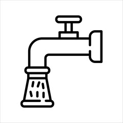 Water tap icon, Black illustration isolated on white background for graphic and web design.