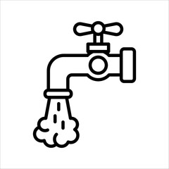 Water tap icon, Black illustration isolated on white background for graphic and web design.