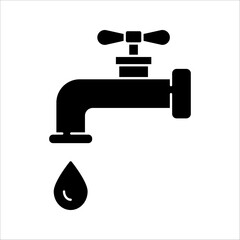 Water tap icon, Black illustration isolated on white background for graphic and web design.