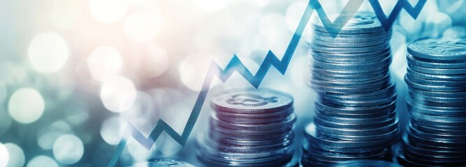Stacks of Coins with an Upward Arrow Graph